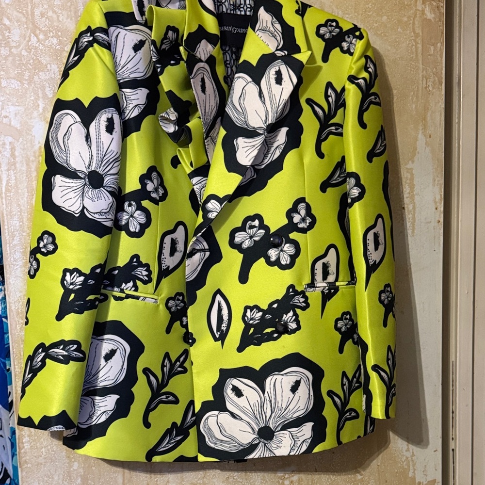 Kimberly Goldson Vibrant Yellow Floral Blazer